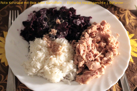 Rote Kohlrübe mit Reis oder Kartoffeln - Hauptgericht