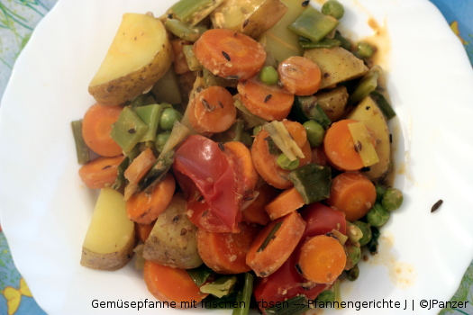 Gemüse Pfanne mit frischen Erbsen – Pfannengerichte