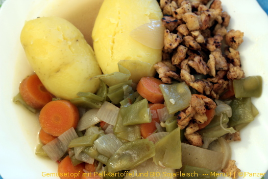 Gemüsetopf mit Pell-Kartoffel und BIO SojaFleisch