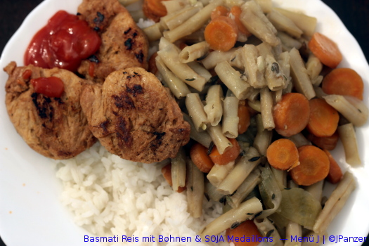 Basmati Reis mit Bohnen & SOJA Medaillons --- Menü