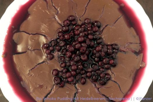 Bio Schoko Pudding mit Heidelbeeren – Nachspeise