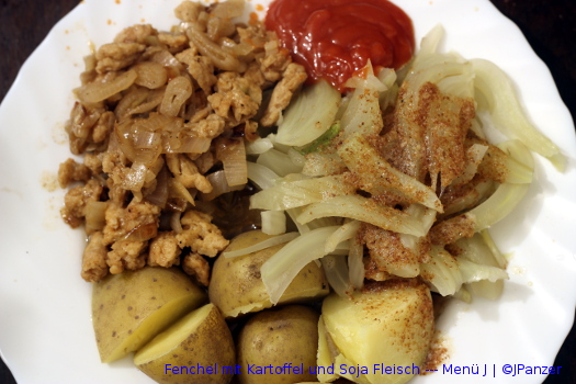 Fenchel mit Kartoffel und Soja Fleisch — Menü