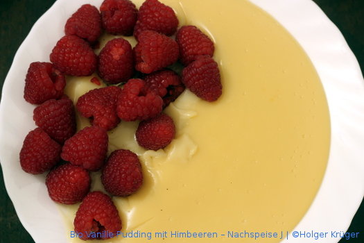 BIO Vanille Pudding mit Himbeeren – Nachspeise