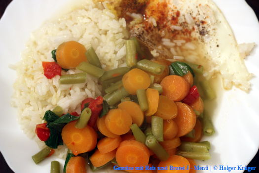 Gemüse mit Reis und Bratei | J – Menü