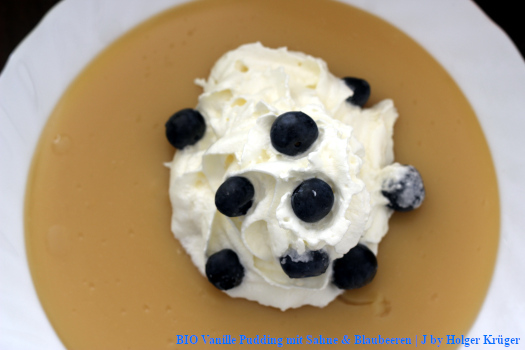 BIO Vanille Pudding mit Sahne & Blaubeeren | J
