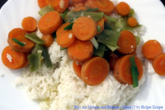 Reis mit Möhren und Bohnen