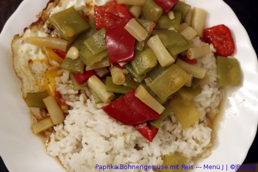 Paprika Bohnengemüse mit Reis — Menü