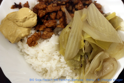 BIO Soja Fleisch mit Fenchel Gemüse – Menü