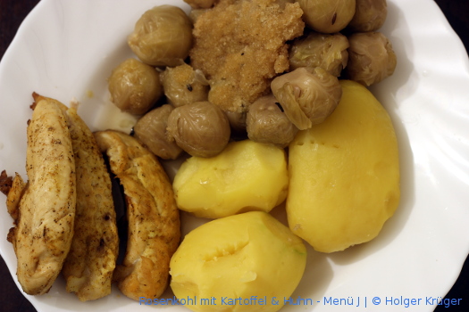 Rosenkohl mit Kartoffel & Huhn – Menü